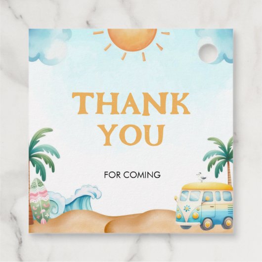 The Big One, Surf Birthday Bedankjes Labels (Achterkant)