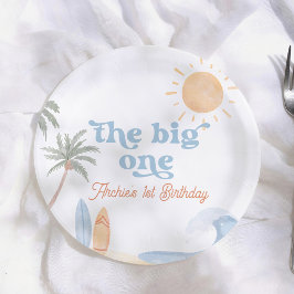 The Big One Surf Boy 1e Verjaardagsfeestje Papieren Bordje