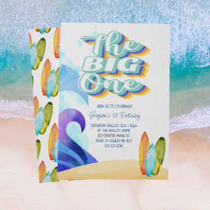 The Big One Surf Strand Verjaardagsfeestje Kaart