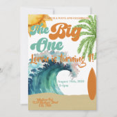 The Big One Surf thema 1e verjaardagsfeestje Kaart (Voorkant)