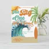 The Big One Surf thema 1e verjaardagsfeestje Kaart (Staand voorkant)