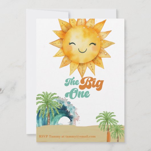 The Big One Surf thema 1e verjaardagsfeestje Kaart (Achterkant)