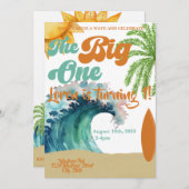 The Big One Surf thema 1e verjaardagsfeestje Kaart (Voorkant / Achterkant)