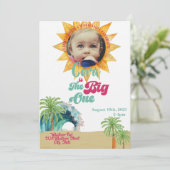 The Big One Surf thema 1e verjaardagsfeestje Kaart (Staand voorkant)
