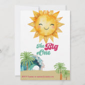 The Big One Surf thema 1e verjaardagsfeestje Kaart (Achterkant)