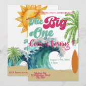 The Big One Surf thema 1e verjaardagsfeestje Kaart (Voorkant / Achterkant)
