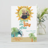The Big One Surf thema 1e verjaardagsfeestje Kaart (Staand voorkant)