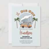 The Big One Surf Up Birthday Invitation Kaart (Voorkant)
