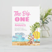 The Big One Surf Waves Hot Pink Beach 1e Verjaarda Kaart (Staand voorkant)