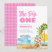 The Big One Surf Waves Hot Pink Beach 1e Verjaarda Kaart (Voorkant / Achterkant)