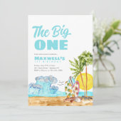 The Big One Surf Waves Tropical Beach 1st Birthday Kaart (Staand voorkant)