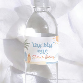 The Big One Surf Zomer Jongen 1e Verjaardag Waterfles Etiket