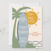 "The big ONE" Surfing Beach 1e verjaardagsfeestje Kaart (Voorkant)