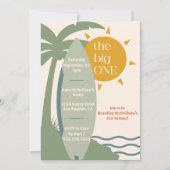 "The big ONE" Surfing Beach 1e verjaardagsfeestje Kaart (Voorkant)