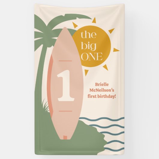 "The big ONE" Surfing Beach 1e verjaardagsfeestje Spandoek