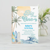 The Big One Surfing Beach Party 1st Birthday Kaart (Staand voorkant)