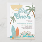 The Big One Surfing Boy 1st Birthday Beach Party Kaart (Voorkant)