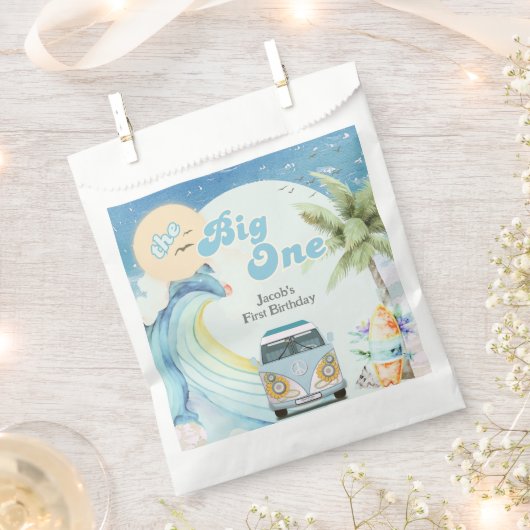 The Big One Surfing Retro Eerste Verjaardagsfeest Bedankzakje (Geknipt)