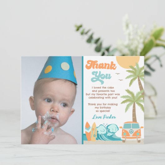 The Big One Surf's Up Verjaardag Bedankt Kaarten (Staand voorkant)