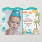 The Big One Surf's Up Verjaardag Bedankt Kaarten (Voorkant / Achterkant)