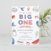 The Big One USA Flag 1st Birthday Party, Unisex Kaart (Staand voorkant)