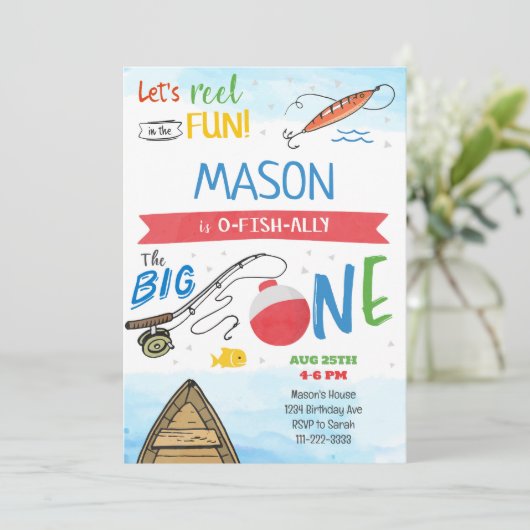 The Big One Vist 1e verjaardagsuitnodiging Kaart (Staand voorkant)