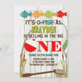 The Big One Vist thema Grey Boys First Birthday Kaart (Voorkant)