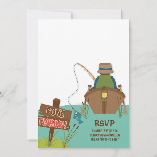 The Big One Vist thema Grey Boys First Birthday Kaart (Achterkant)