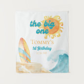 The Big One Waterverf Beach 1e verjaardag achtergr Wandkleed (Voorkant)