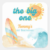 The Big One Waterverf Beach 1st Birthday Sticker (Voorkant)