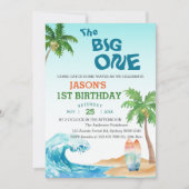 The Big One Waterverf Beach Surf 1e verjaardag Kaart (Voorkant)