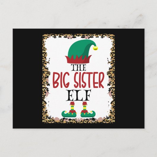 The Big Sister Elf Leopard Elf Christmas Gift Briefkaart (Voorkant)