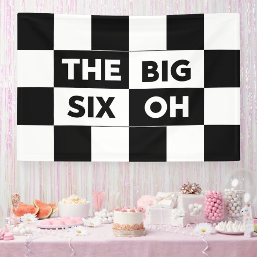The Big Six Oh Black White Checkered 60th Birthday Spandoek (Feest)