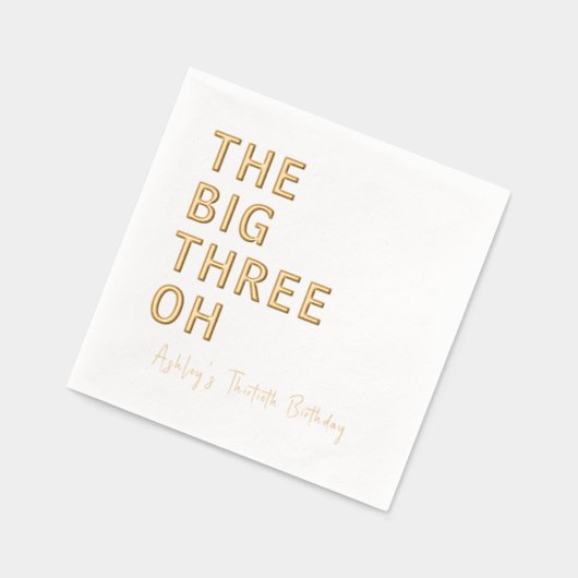 "The Big Three-Oh" gepersonaliseerde 30e verjaarda Folie Servetten (Links)