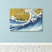 The Big Wave (Blue and Gold Japans Kunst, Hokusai) Canvas Afdruk (Insitu (Houten vloer))