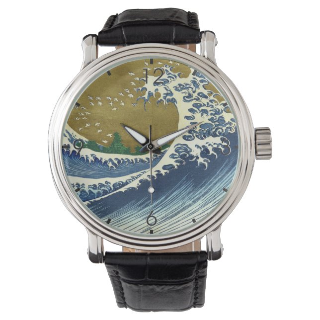 The Big Wave (Blue and Gold Japans Kunst, Hokusai) Horloge (Voorkant)