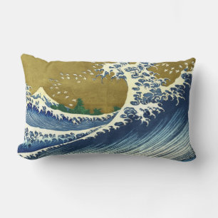 The Big Wave (Blue and Gold Japans Kunst, Hokusai) Kussen