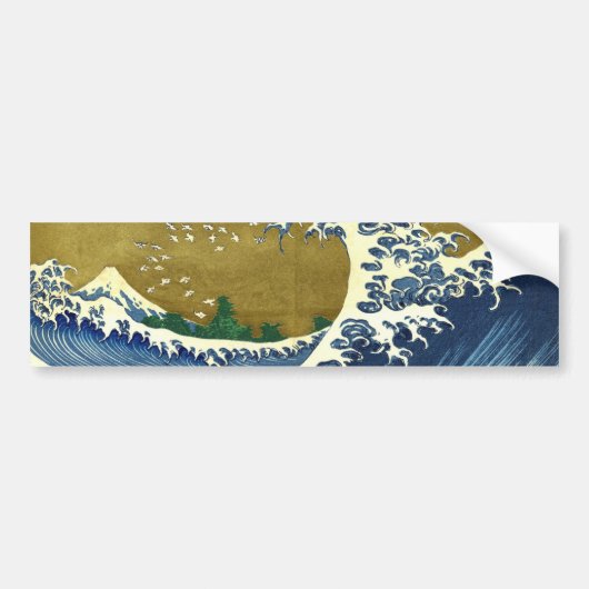 The Big Wave (Blue and Gold) (Katsushika Hokusai) Bumpersticker (Voorkant)