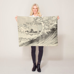 The Big Wave (door Katsushika Hokusai) Fleece Deken