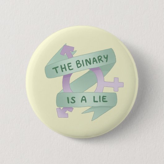 THE BINARY IS A LIE RONDE BUTTON 5,7 CM (Voorkant)