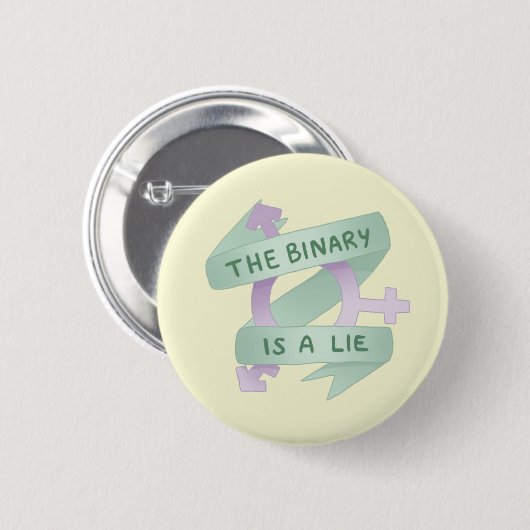 THE BINARY IS A LIE RONDE BUTTON 5,7 CM (Voorkant /achterkant)