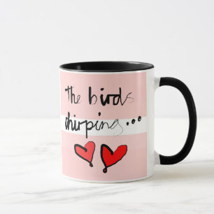 The Bird’s Chirping - Roze Venster Rood Sierkussen Mok