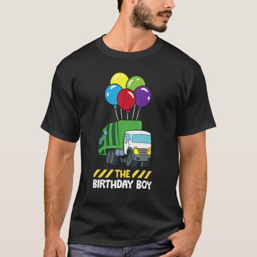 The Birthday Boy Garbage Truck Birthday Party T-shirt (Voorkant)