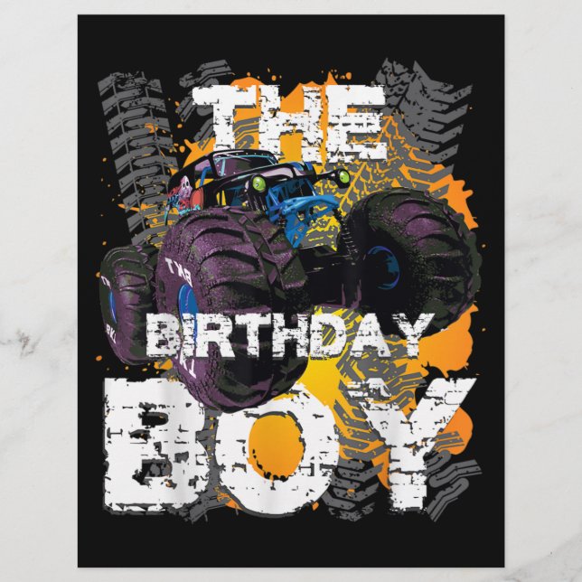The Birthday Boy Monster Truck Matching Family Briefhoofd (Voorkant)