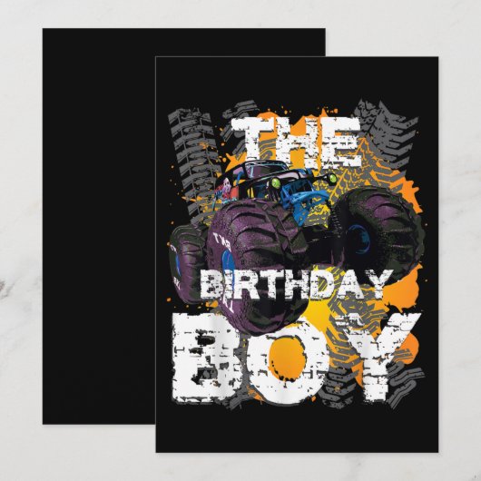 The Birthday Boy Monster Truck Matching Family Kaart (Voorkant / Achterkant)