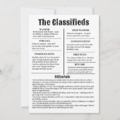  "The Birthday Times" Nieuwsuitnodiging Kaart (Achterkant)