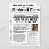  "The Birthday Times" Nieuwsuitnodiging Kaart (Voorkant / Achterkant)