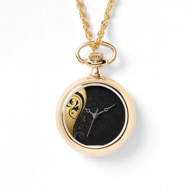 The Black and Gold Elegant Watch Horloge (Voorkant)