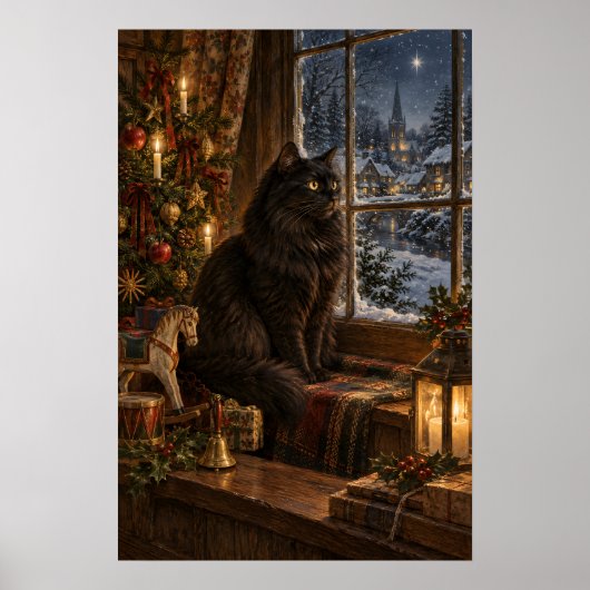 The Black Cat at Christmas Poster (Voorkant)