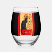 The Black Cat, Le Chat Noir, Art Wijnglas Zonder Voet (Achterkant)